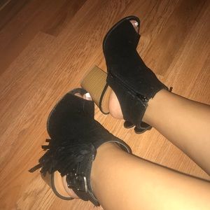 black booties with frills